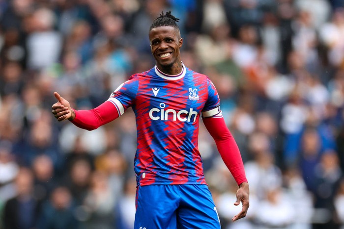 LONDON, ENGLAND - MAY 06:  Wilfried Zaha of Crystal Palace during the Premier League match between Tottenham Hotspur and Crystal Palace at Tottenham Hotspur Stadium on May 06, 2023 in London, England. (Photo by Marc Atkins/Getty Images)