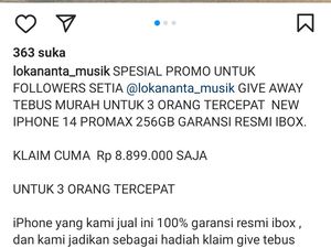 Akun Instagram Lokananta Solo Kena Hack, 2 Orang Kena Tipu