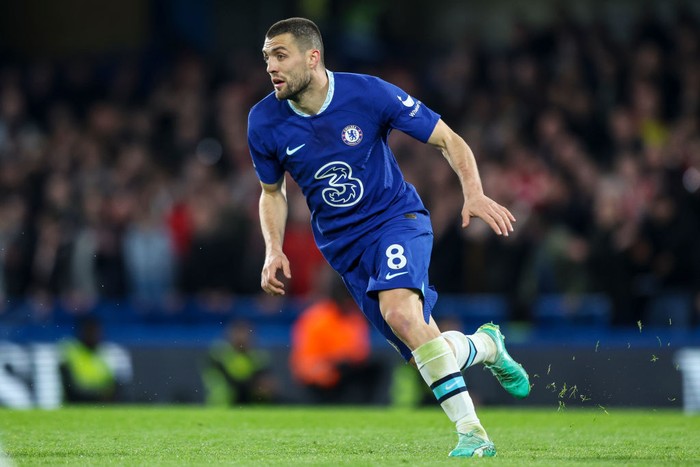 LONDON, ENGLAND - APRIL 26: Mateo Kovacic of Chelsea during the Premier League match between Chelsea FC and Brentford FC at Stamford Bridge on April 26, 2023 in London, England. (Photo by Robin Jones/Getty Images)