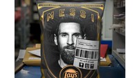 Demam Messimania pun melanda Amerika Serikat. Salah satunya ditunjukkan brand keripik kentang populer yang menampilkan kemasan edisi La Pulga dengan rasa keju GOAT. (Foto: Twitter)