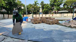 Pelataran Air Mancur Teuku Umar Jakpus Diperbaiki, Begini Progresnya