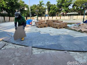 Pelataran Air Mancur Teuku Umar Jakpus Diperbaiki, Begini Progresnya