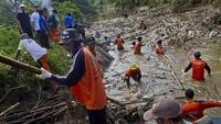 Aksi Petugas Dinas Lingkungan Bersihkan Tumpukan Sampah di Sungai Barabai