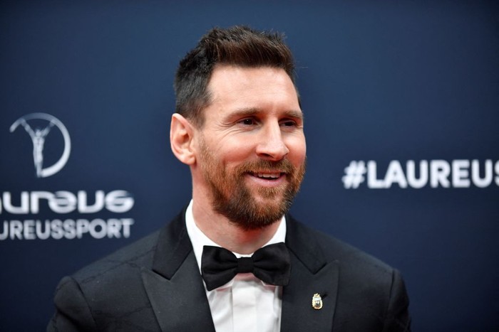 Lionel Messi Argentinian football player Lionel Messi poses after winning the Laureus World Sportsman of the Year award during the 2023 Laureus World Sports Awards ceremony in Paris on May 8, 2023. (Photo by JULIEN DE ROSA / AFP) (Photo by JULIEN DE ROSA/AFP via Getty Images)