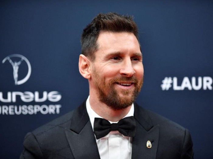 Argentinian football player Lionel Messi poses after winning the Laureus World Sportsman of the Year award during the 2023 Laureus World Sports Awards ceremony in Paris on May 8, 2023. (Photo by JULIEN DE ROSA / AFP) (Photo by JULIEN DE ROSA/AFP via Getty Images)
