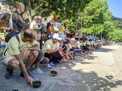 Senangnya Bule-bule Lepas Ratusan Tukik di Pantai Nipah Lombok