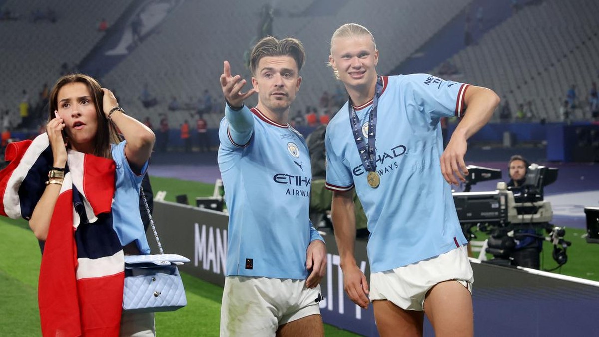 Jack Grealish dan Erling Haaland. (Foto: UEFA via Getty Images/Alexander Hassenstein - UEFA)