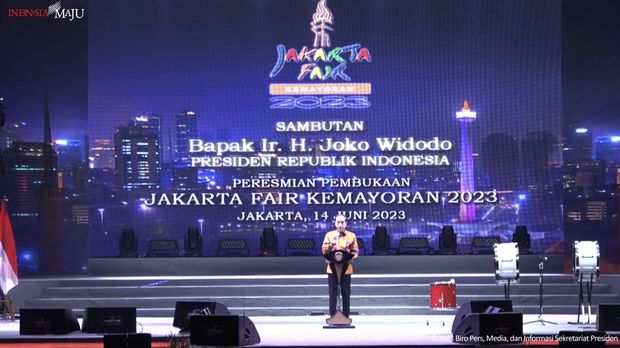 Sambutan Presiden Jokowi Pada Pembukaan Pekan Raya Jakarta, JI-Expo Kemayoran, 14 Juni 2023. (Tangkapan Layar Youtube Sekretariat Presiden)