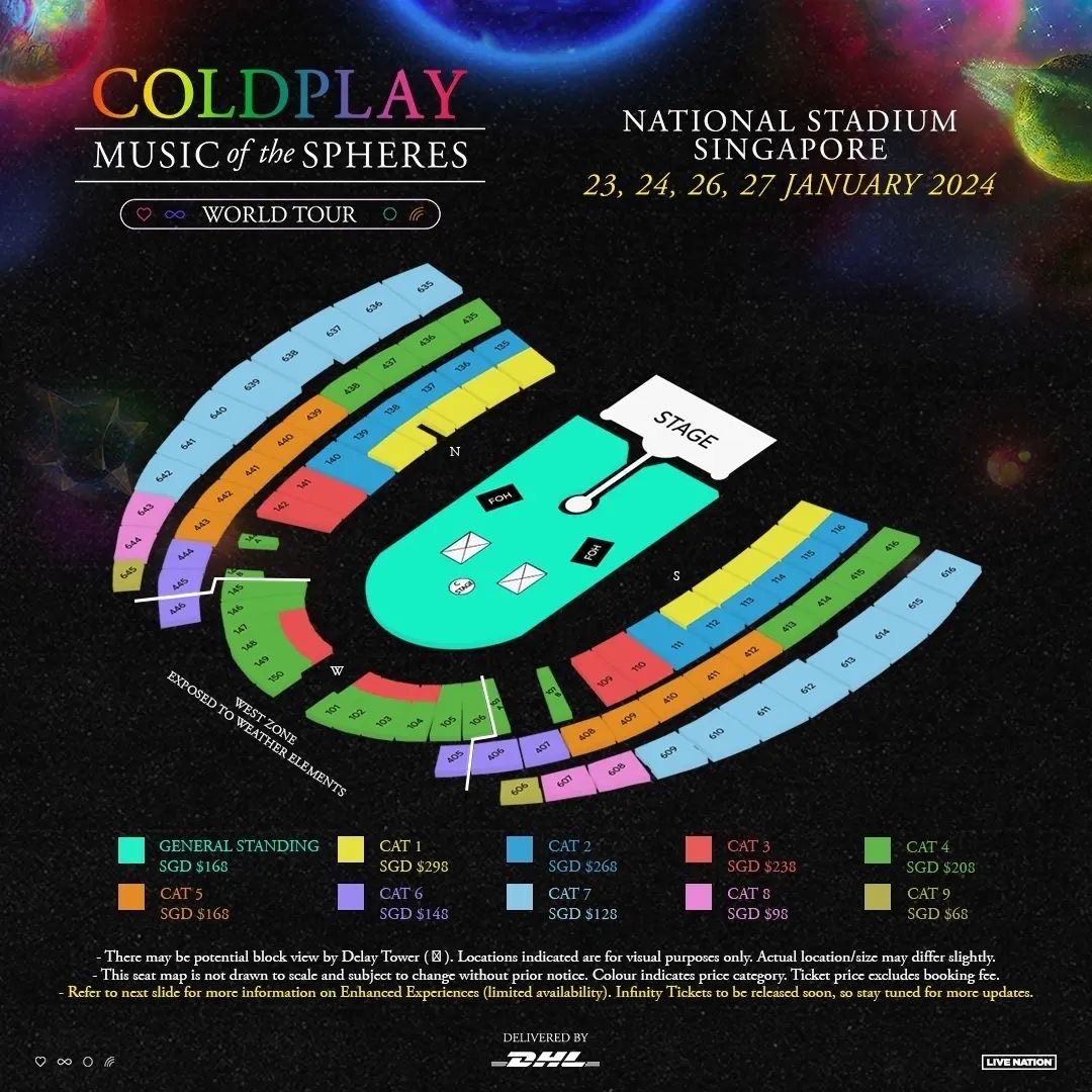 Layout dan harga tiket konser Coldplay di Singapura Layout dan harga tiket konser Coldplay di Singapura yang dirilis oleh Live Nation, Kamis (15/6).