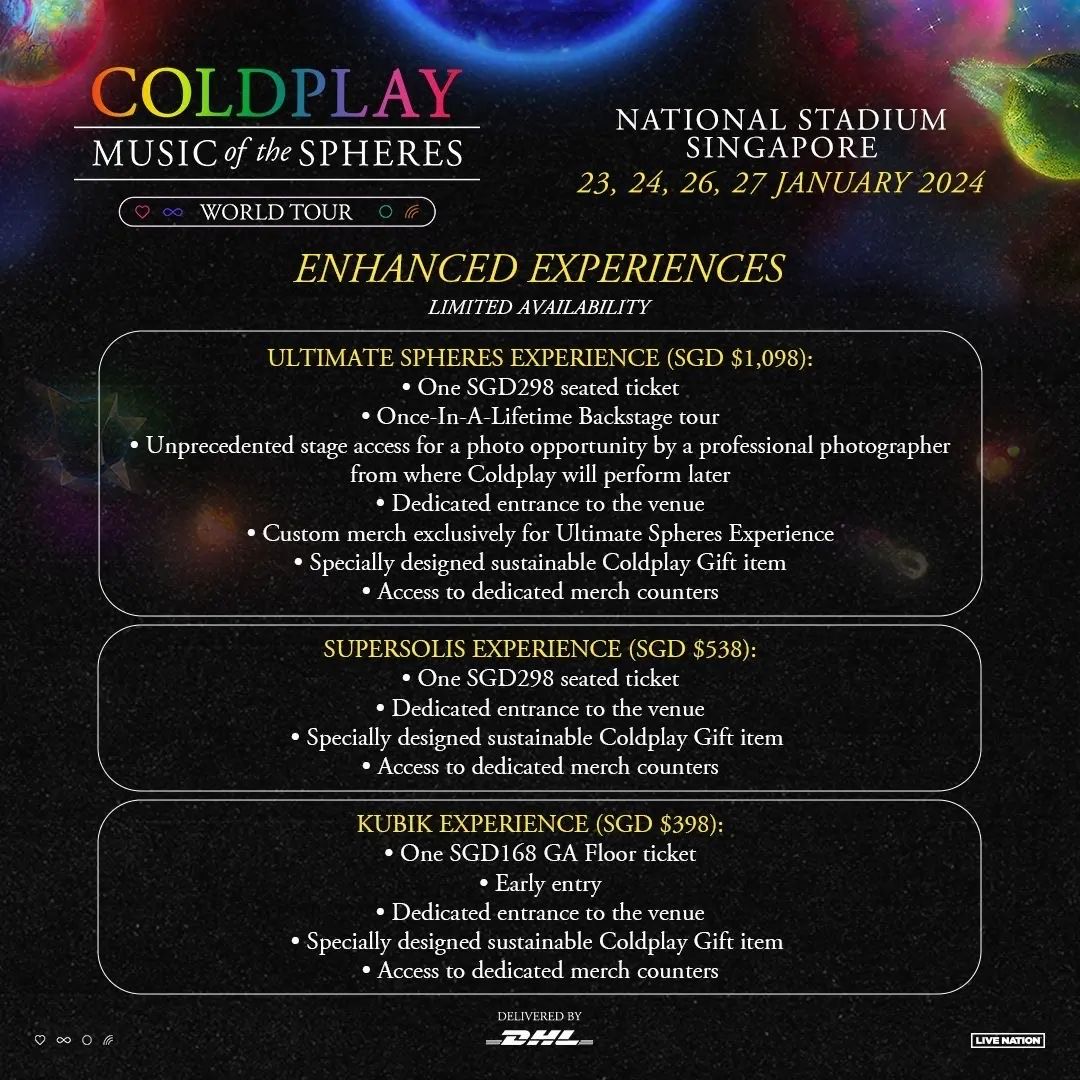 Layout dan harga tiket konser Coldplay di Singapura Layout dan harga tiket konser Coldplay di Singapura yang dirilis oleh Live Nation, Kamis (15/6).