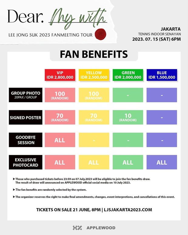 Benefit fan meeting Lee Jong Suk di Jakarta/ Foto: / Foto: instagram.com/applewood_official