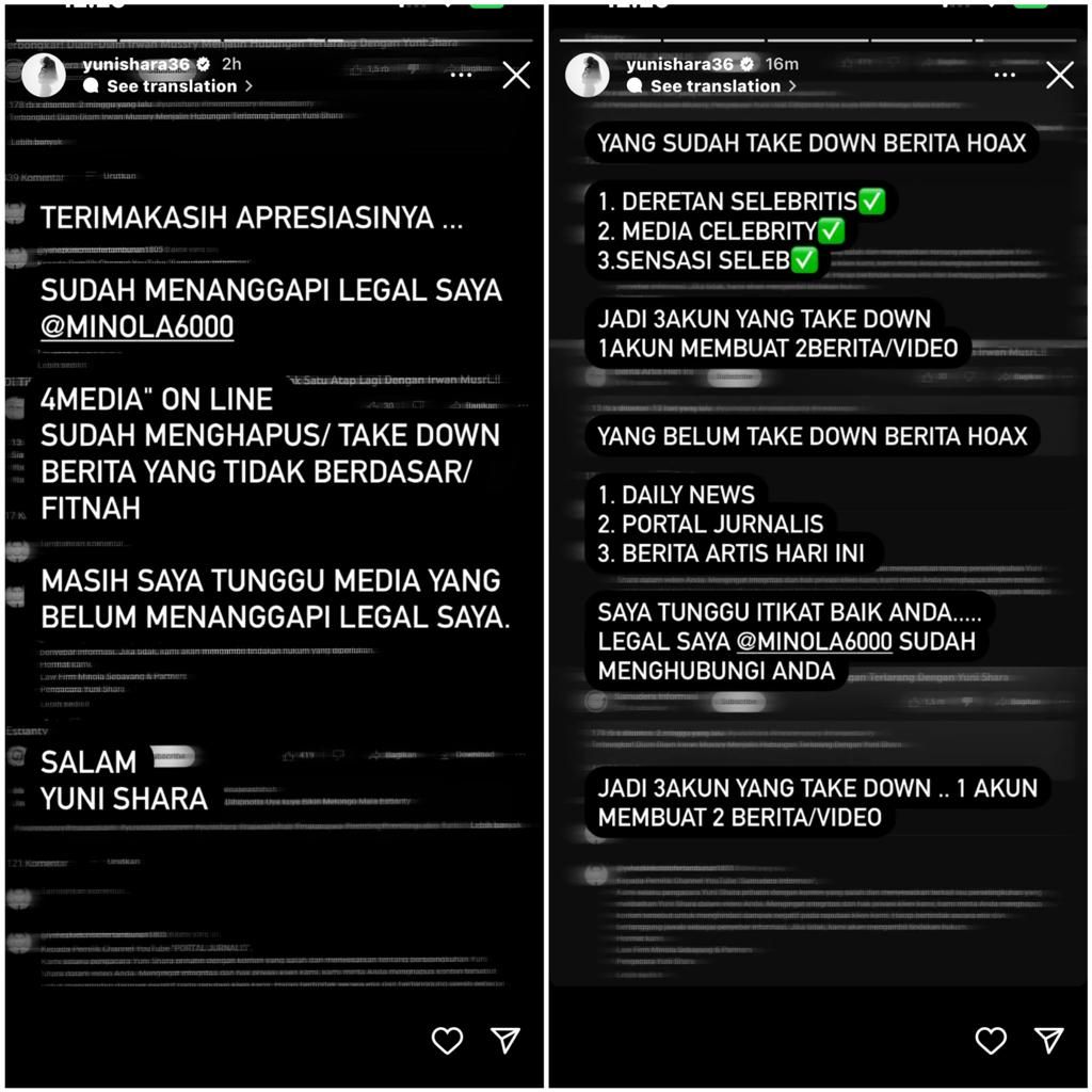 Yuni Shara tindak tegas media yang menyebarkan fitnah tentang dirinya.