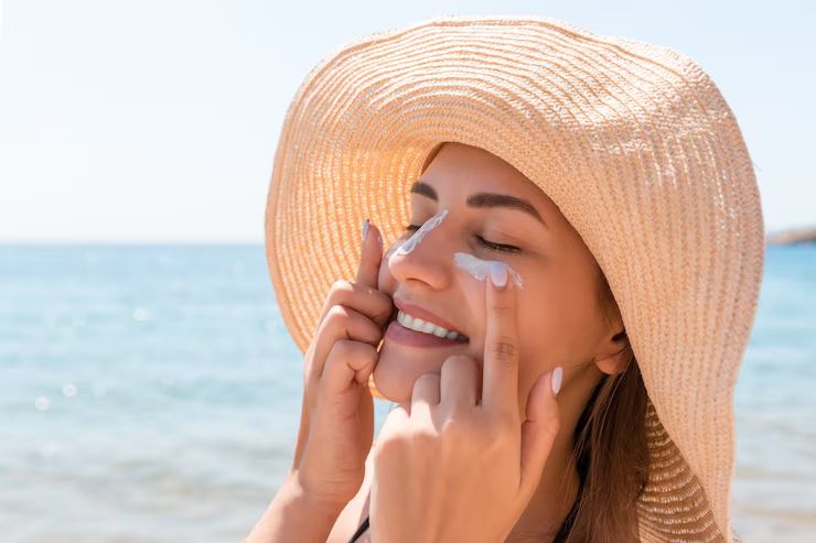 Cara mengatasi pori-pori besar akibat paparan sinar matahari dengan penggunaan sunscreen/Foto: Freepik.com/sosiukin