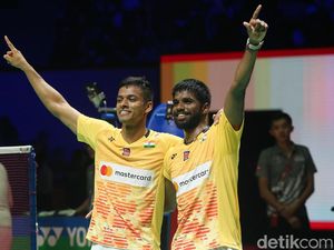 Ekspresi Ganda Putra India Usai Juara Indonesia Open 2023