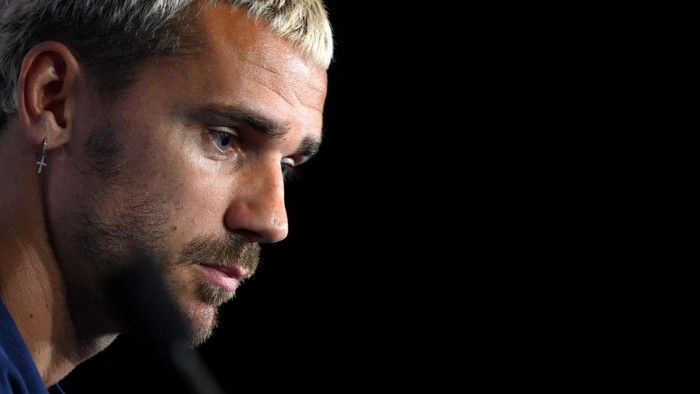 Frances forward Antoine Griezmann gives a press conference at the Stade de France in Saint-Denis, north of Paris on June 18, 2023, on the eve of the UEFA Euro 2024 football tournament qualifying match against Greece. (Photo by FRANCK FIFE / AFP)