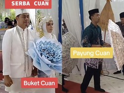 Pernikahan Viral, Seserahan Uang Tunai Dirangkai Bentuk Payung Hingga Kue