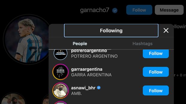 Alejandro Garnacho follow Asnawi Mangkualam.