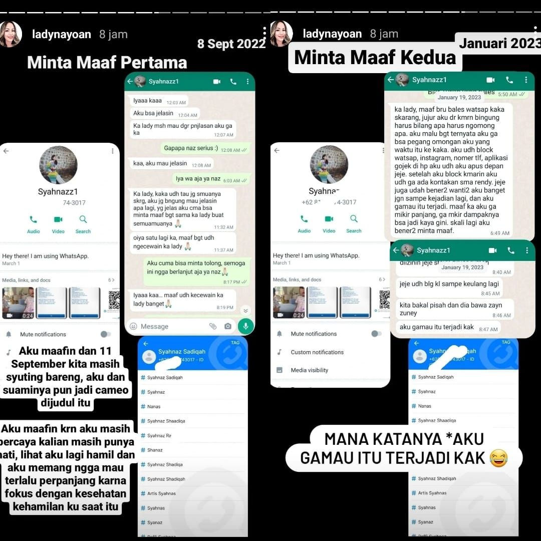 Bukti dugaan perselingkuhan Syahnaz dan Rendy yang diungkap Lady Nayoan