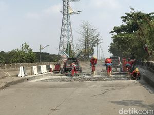 Sempat Bikin Macet Parah, Jembatan Amblas di Jalan Marunda Jakut Diperbaiki