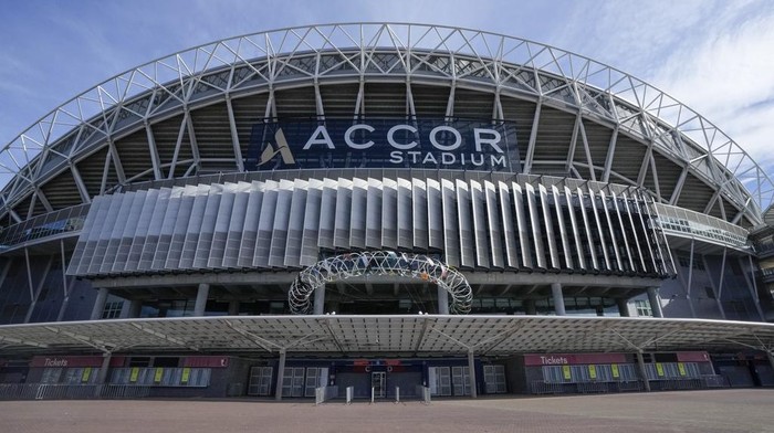 Accor Stadium in Sydney, Australia, Wednesday, May 31, 2023. The Sydney Olympic Stadium will host FIFA Women's World Cup matches later in 2023 with the opening game in Australia on July 17 and the final on August 20. (AP Photo/Mark Baker)