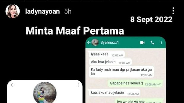 Spill bukti dugaan perselingkuhan Syahnaz dengan Rendy Kjaernett.