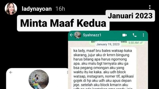 Spill bukti dugaan perselingkuhan Syahnaz dengan Rendy Kjaernett.