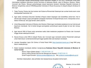 KBRI Moskow Imbau WNI di 2 Kota Rusia Ini Tak Keluar Rumah KBRI Moskow Imbau WNI di 2 Kota Rusia Ini Tak Keluar Rumah