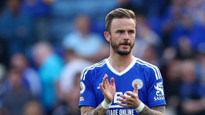 Soccer Football - Premier League - Leicester City v West Ham United - King Power Stadium, Leicester, Britain - May 28, 2023 Leicester Citys James Maddison looks dejected after being relegated from the Premier League REUTERS/Molly Darlington EDITORIAL USE ONLY. No use with unauthorized audio, video, data, fixture lists, club/league logos or live services. Online in-match use limited to 75 images, no video emulation. No use in betting, games or single club /league/player publications.  Please contact your account representative for further details.