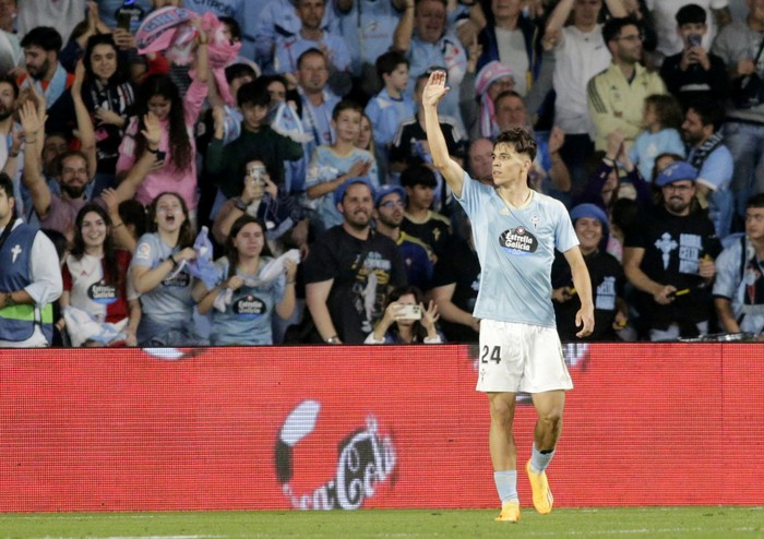 Soccer Football - LaLiga - Celta Vigo v FC Barcelona - Estadio de Balaidos, Vigo, Spain - June 4, 2023 Celta Vigos Gabri Veiga celebrates scoring their second goal REUTERS/Miguel Vidal