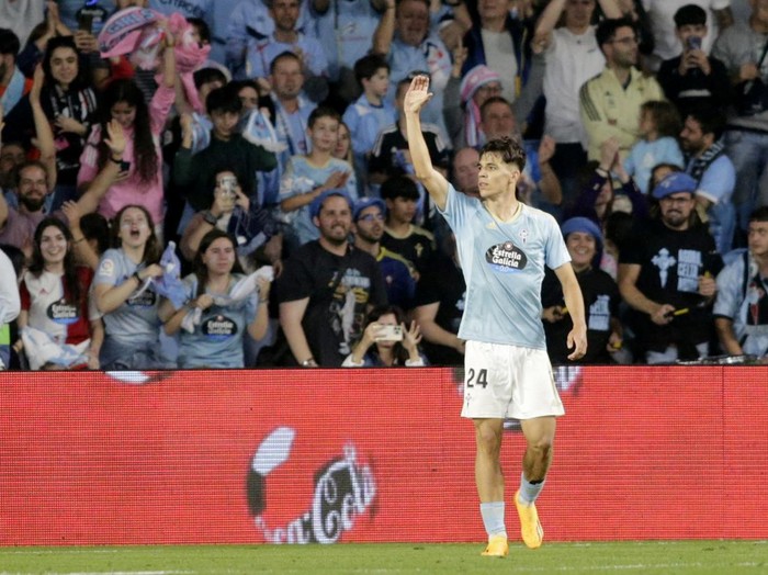 Soccer Football - LaLiga - Celta Vigo v FC Barcelona - Estadio de Balaidos, Vigo, Spain - June 4, 2023 Celta Vigo's Gabri Veiga celebrates scoring their second goal REUTERS/Miguel Vidal