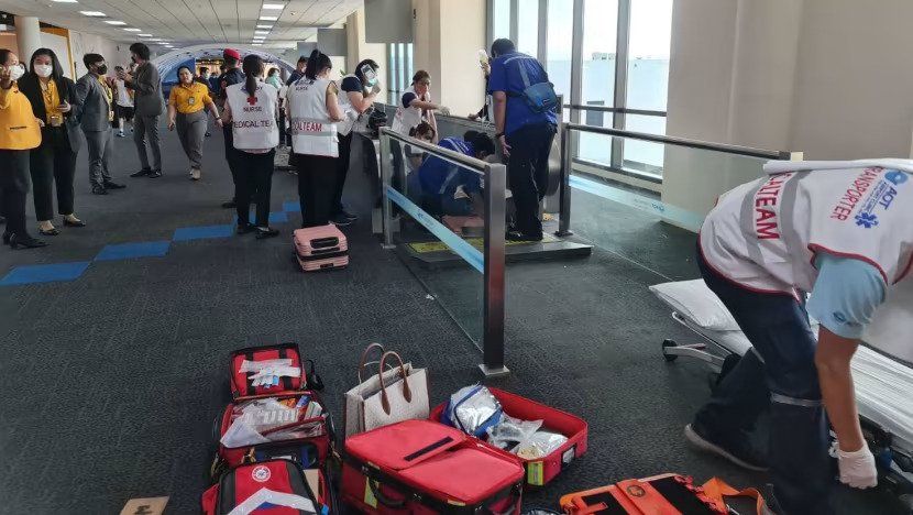 A female passenger suffered injuries on a moving walkway at Don Mueang Airport in Bangkok on Jun 29, 2023. (Photo: Don Mueang International Airport)