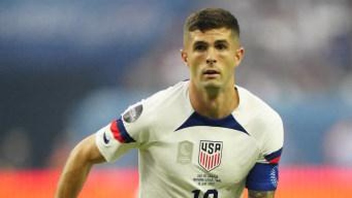 LAS VEGAS, NEVADA - JUNE 18: Christian Pulisic #10 of the United States in the first half against Canada during the 2023 CONCACAF Nations League Final at Allegiant Stadium on June 18, 2023 in Las Vegas, Nevada.   Louis Grasse/Getty Images/AFP (Photo by Louis Grasse / GETTY IMAGES NORTH AMERICA / Getty Images via AFP)