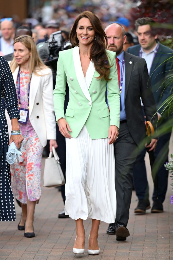 LONDON, ENGLAND - JULY 04: Catherine, Princess of Wales attends day two of the Wimbledon Tennis Championships at the All England Lawn Tennis and Croquet Club on July 04, 2023 in London, England. (Photo by Karwai Tang/WireImage)