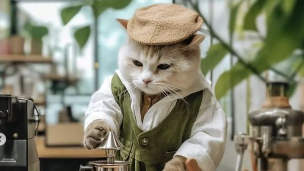 Bikin Gemas! Begini Jadinya Kalau Kucing Jadi Barista dan Meracik Kopi