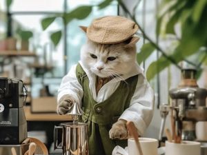Bikin Gemas! Begini Jadinya Kalau Kucing Jadi Barista dan Meracik Kopi