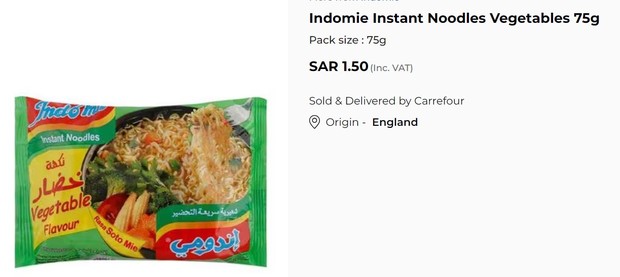 Harga Indomie di Arab Saudi/Foto: Carrefour Saudi Arabia Harga Indomie di Arab Saudi