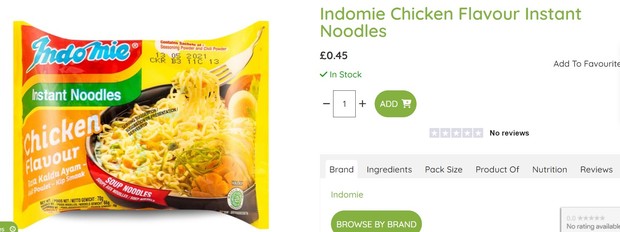Harga Indomie di Inggris/Foto: orientalmart Harga Indomie di Inggris