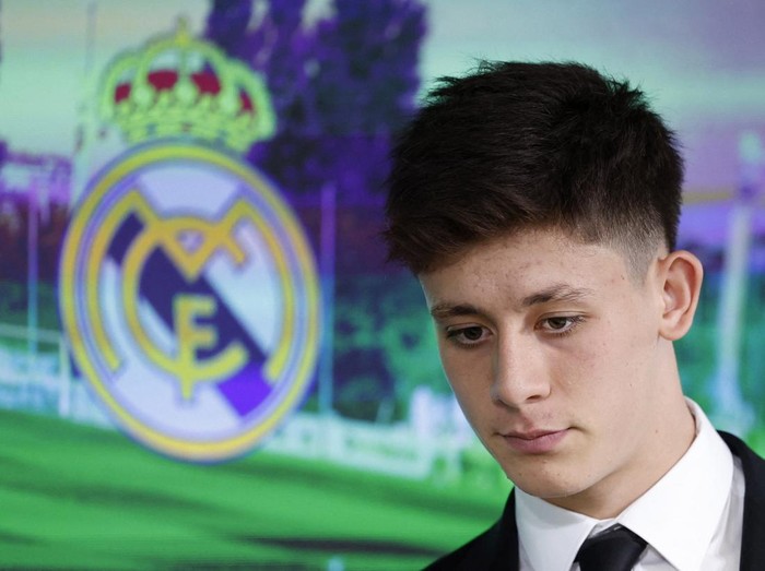 Soccer Football - Real Madrid unveil Arda Guler - Ciudad Real Madrid, Valdebebas, Madrid, Spain - July 7, 2023 Real Madrid's new signing Arda Guler during his unveiling REUTERS/Juan Medina