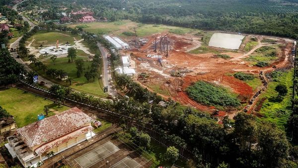 Penampakan dari Udara Pembangunan Stadion di Jambi