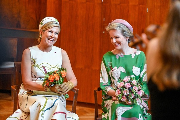 Ratu Maxima dan Ratu Mathilde floral dress 2023