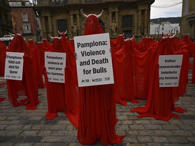 Aksi Protes Kekejaman Terhadap Hewan Jelang Festival San Fermin Spanyol