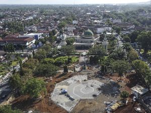 Foto-foto Terkini Progres Revitalisasi Alun-alun Ciamis