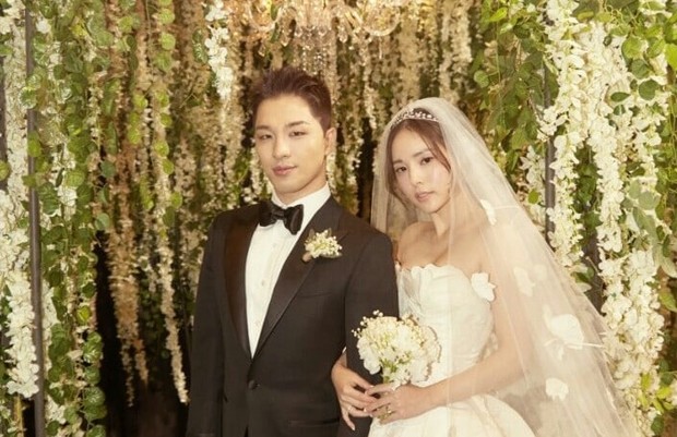 Foto pernikahan Taeyang dan Min Hyo Rin/Foto: soompi.com