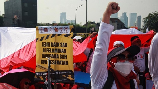 Penolakan Nakes Terhadap RUU Kesehatan/Foto: Detik Health
