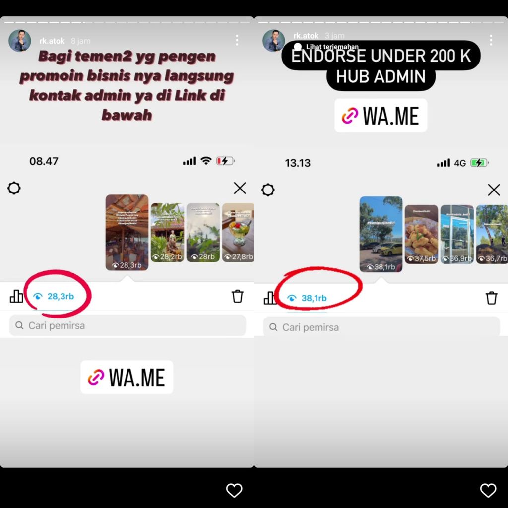 RK suami Meylisa Zaara buka endorse di akun Instagram pribadinya