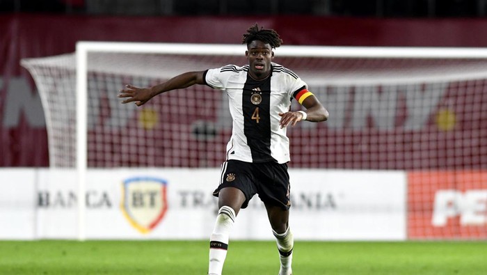 Yann Aurel Bisseck is in action during a friendly match between Romania U21 and Germany U21 at the Municipal Stadium in Sibiu, Romania, on March 28, 2023 (Photo by Flaviu Buboi/NurPhoto).NO USE FRANCE