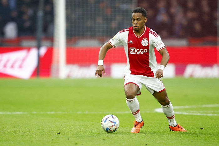 Jurrien Timber AMSTERDAM , 16-04-2023 , Johan Cruijff Arena , Dutch Eredivisie Football , season 2022 / 2023 , match between Ajax vs FC Emmen , Ajax player Jurrien Timber (Photo by Pro Shots/Sipa USA)No Use Germany.