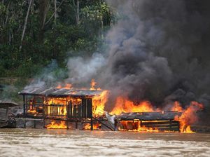 Penambang Emas Ilegal Bolivia Digerebek, 57 Orang Ditangkap-Kapal Dibakar Penambang Emas Ilegal Bolivia Digerebek, 57 Orang Ditangkap-Kapal Dibakar