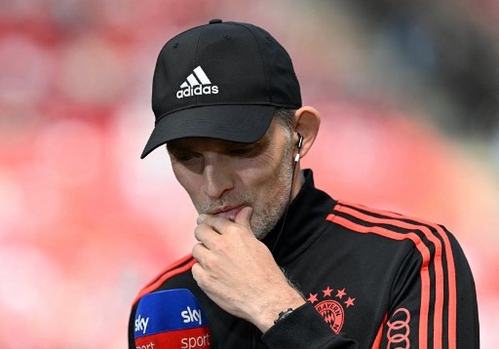 Bayern Munichs German head coach Thomas Tuchel gives an interview ahead the German first division Bundesliga football match between FC Cologne and FC Bayern Munich in Cologne, western Germany on May 27, 2023. (Photo by CHRISTOF STACHE / AFP) / DFL REGULATIONS PROHIBIT ANY USE OF PHOTOGRAPHS AS IMAGE SEQUENCES AND/OR QUASI-VIDEO