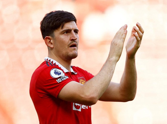 FILE PHOTO: Soccer Football - Premier League - Manchester United v Fulham - Old Trafford, Manchester, Britain - May 28, 2023 Manchester United's Harry Maguire during the lap of appreciation after the match Action Images via Reuters/Andrew Boyers EDITORIAL USE ONLY. No use with unauthorized audio, video, data, fixture lists, club/league logos or 'live' services. Online in-match use limited to 75 images, no video emulation. No use in betting, games or single club /league/player publications.  Please contact your account representative for further details./File Photo